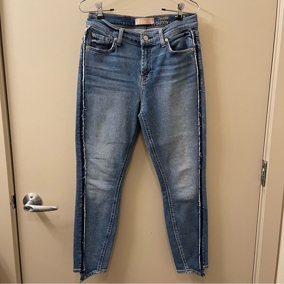 7 For All Mankind Luxe Vintage The Ankle Skinny Jeans Angled Seams size 28 - Picture 4 of 11